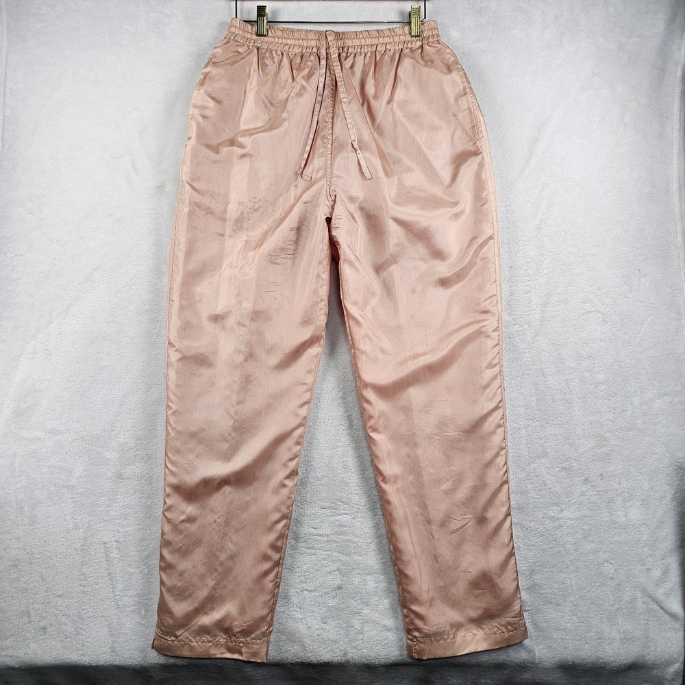Vtg 90s 80s Outbrook 100% Silk Joggers Womens M 28x29 Track Swish Pants